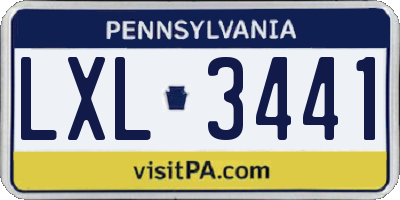 PA license plate LXL3441