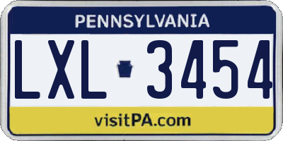 PA license plate LXL3454