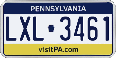PA license plate LXL3461