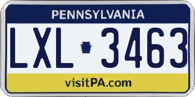 PA license plate LXL3463