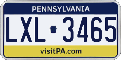 PA license plate LXL3465