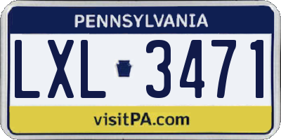PA license plate LXL3471