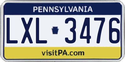 PA license plate LXL3476