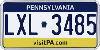 PA license plate LXL3485