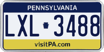 PA license plate LXL3488