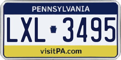 PA license plate LXL3495