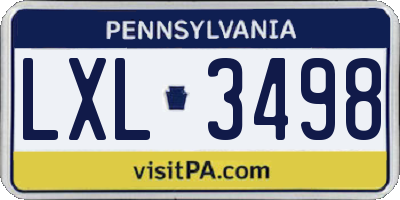PA license plate LXL3498