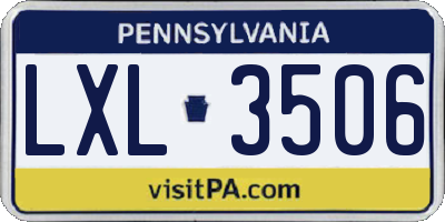 PA license plate LXL3506