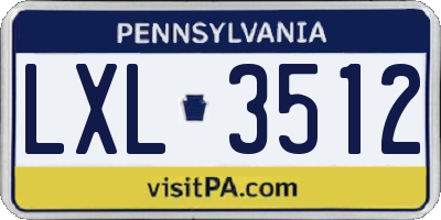 PA license plate LXL3512