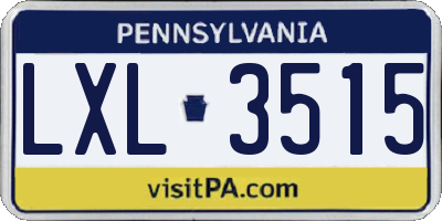 PA license plate LXL3515