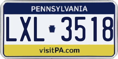 PA license plate LXL3518