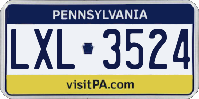 PA license plate LXL3524
