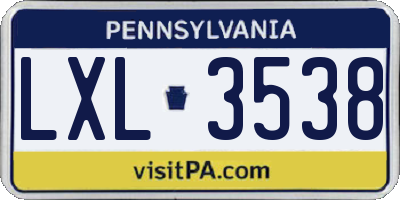 PA license plate LXL3538