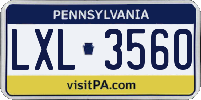 PA license plate LXL3560