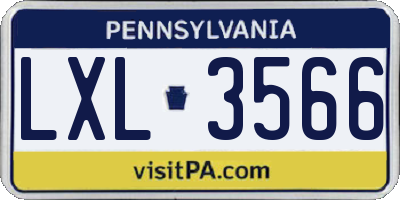 PA license plate LXL3566