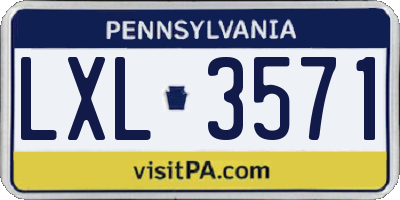 PA license plate LXL3571