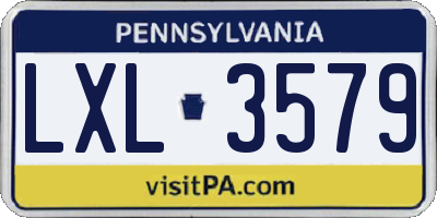 PA license plate LXL3579