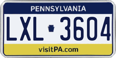PA license plate LXL3604