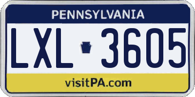PA license plate LXL3605