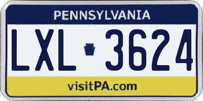PA license plate LXL3624