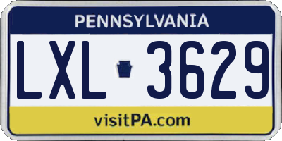 PA license plate LXL3629