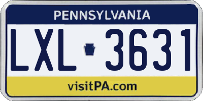 PA license plate LXL3631