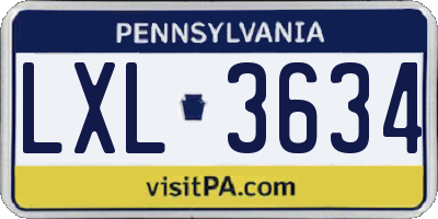 PA license plate LXL3634