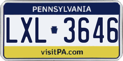 PA license plate LXL3646