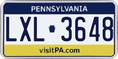 PA license plate LXL3648