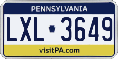 PA license plate LXL3649