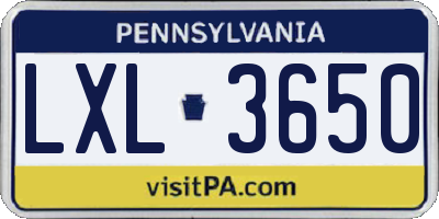 PA license plate LXL3650