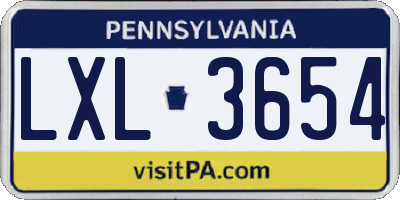 PA license plate LXL3654