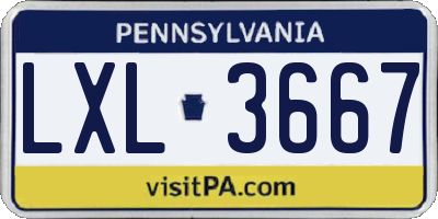 PA license plate LXL3667