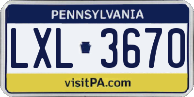 PA license plate LXL3670