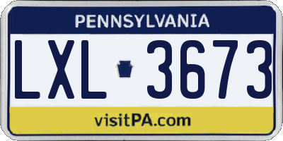 PA license plate LXL3673