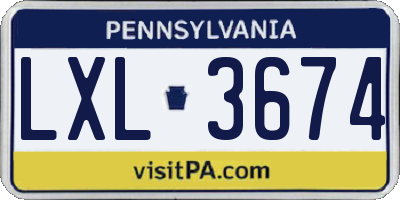 PA license plate LXL3674