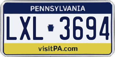 PA license plate LXL3694