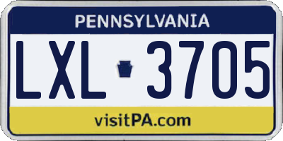 PA license plate LXL3705