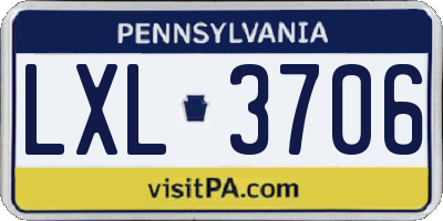 PA license plate LXL3706
