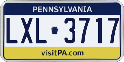 PA license plate LXL3717
