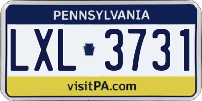PA license plate LXL3731