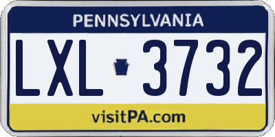 PA license plate LXL3732