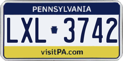 PA license plate LXL3742