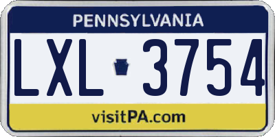PA license plate LXL3754