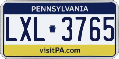 PA license plate LXL3765