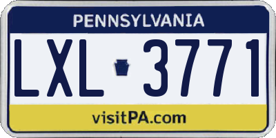 PA license plate LXL3771
