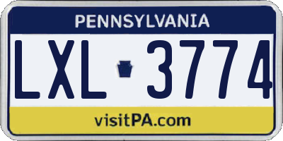 PA license plate LXL3774