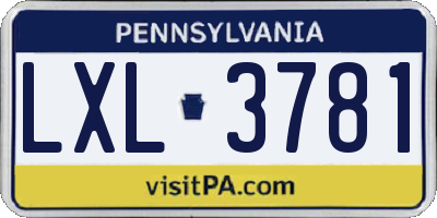 PA license plate LXL3781