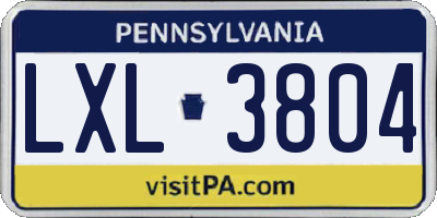PA license plate LXL3804