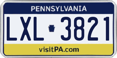 PA license plate LXL3821